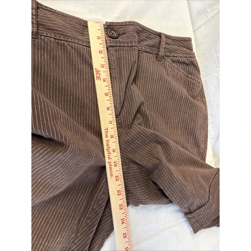 St John's Bay Bermuda Shorts Women SZ 16W Brown W/White Pinstripes Stretch Style